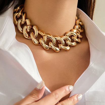 Ingesight. z Punk ccb Schnalle kubanische Kette kurze Halskette für Frauen übertrieben dicke Goldfarbe Kragen Party Schmuck Geschenk