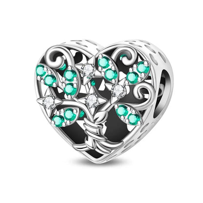Wunderschöner Charm-Anhänger aus 925er-Sterlingsilber mit grünem Baum des Lebens, passend für DIY-Armband-Halskette. Ein Geschenk der Erlösung, das den Weg führt