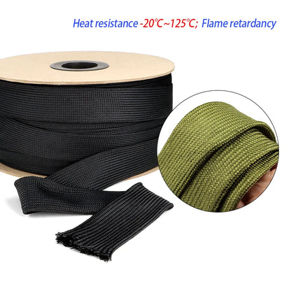 10/50 m Polyamid-Kabelhülse, 2,5 mm – 60 mm, Nylon, geflochten, erweiterbar, eng, hochdicht, isolierter Schutz, Drahtwickelhülle