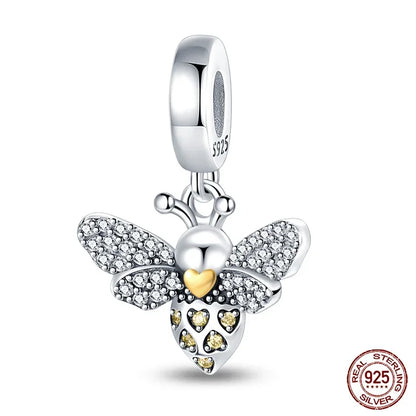 Charms-Perlen aus 925er-Sterlingsilber, modisches Biene- und Honigglas, Sonnenblume, Herbstserie, passend für Original-Armbänder, DIY-Schmuckherstellung