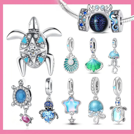 Sommer-Charm-Anhänger aus 925er-Sterlingsilber, Sea World Kingdom, Perlen für Charms, Original-Armband für Damen, Schmuckherstellung