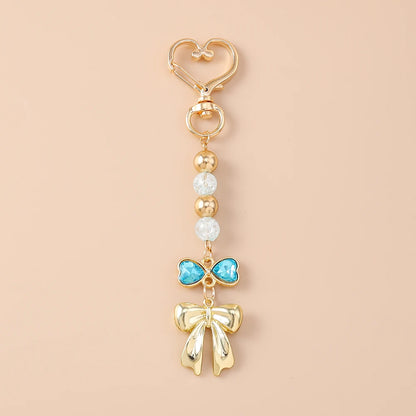 Aihua süße Y2K Metall Perle Liebe Herz Schleife Schlüsselanhänger für Frauen Mädchen Handtasche Anhänger DIY Schlüsselanhänger handgemachte Schmuck Geschenke