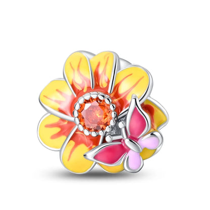 Bunter Schmetterlingsanhänger aus 925er-Sterlingsilber mit Blumen, Perlen, Käfer und Marienkäfer, passend für Armbänder, exquisite Anhänger-Geschenke