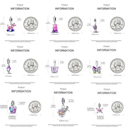 Sicherheitsketten aus 925er-Sterlingsilber, violette Serie, Schmetterling, Widder, Zwillinge, passend für Original-Armbänder, DIY-Schmuckherstellung, Geschenk für Frauen