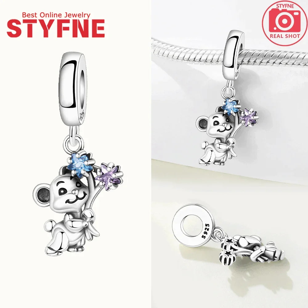 Tier-Serie-Charms, 925er Silber, Esel, Koala, Elefant, niedliche kleine Maus, Perlen-Anhänger, passend für DIY-Original-Armband, Modeschmuck