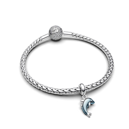 Manyilus S925 Silber Delphin Charm für Original Armband, Ozean Tier Schmuck Anhänger DIY, verspieltes Meeresleben Geschenk