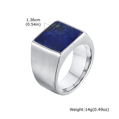 Coole Punk-Vintage-Natursteinringe für Männer, geometrische Siegelringe aus Edelstahl, stilvoller Retro-Ethno-Fingerschmuck als Geschenk
