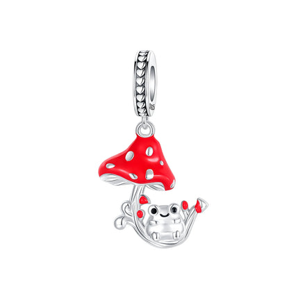 Herz- und Orgel-Charm, 925er-Sterlingsilber, roter Rosenschädel, baumelnder Anhänger, dunkle ästhetische Passform, Armreif, Halskette, DIY-Schmuck