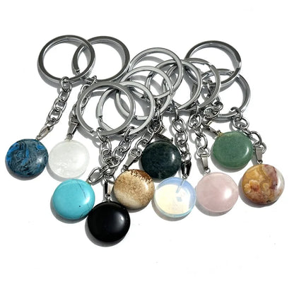 20 stücke Natürliche Stein Kristall Quarz Schlüsselbund Frauen Männer Handtasche Hangle Auto Schlüssel Halter Raw Mineral Stein Schlüsselring Schmuck