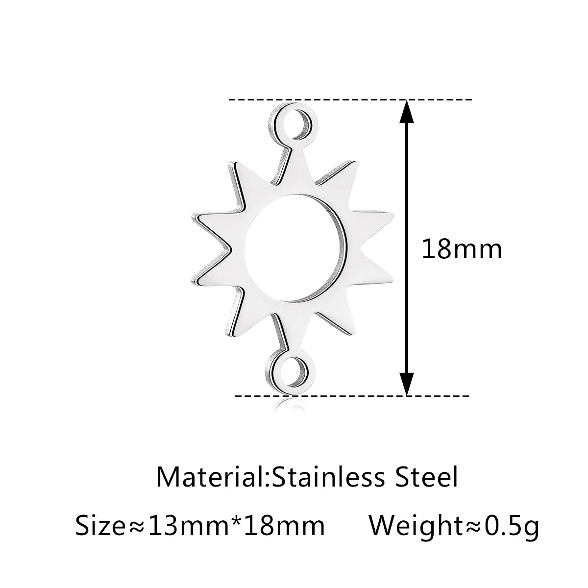 5Pcs Hohl Stern/Mond/Sonne Doppel Loch Charme Edelstahl Halskette Armband Anhänger DIY Link Stecker Schmuck machen Liefert