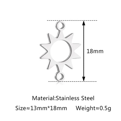 5Pcs Hohl Stern/Mond/Sonne Doppel Loch Charme Edelstahl Halskette Armband Anhänger DIY Link Stecker Schmuck machen Liefert
