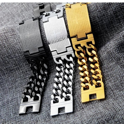 HNSP 24MM Breite 316L Edelstahl Kubanischen Kette Kreuz Armband Für Männer Schmuck Männliche Hand Kette Wrap Armbänder Punk zubehör