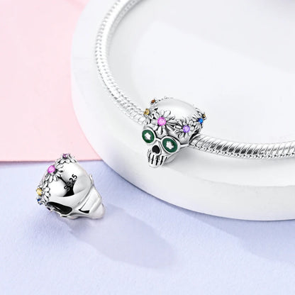 Charms aus 925er-Sterlingsilber, Perlen, Totenkopf, Apfel, baumelnd, passend für Original-Armbänder, DIY-Schmuck, Geschenke