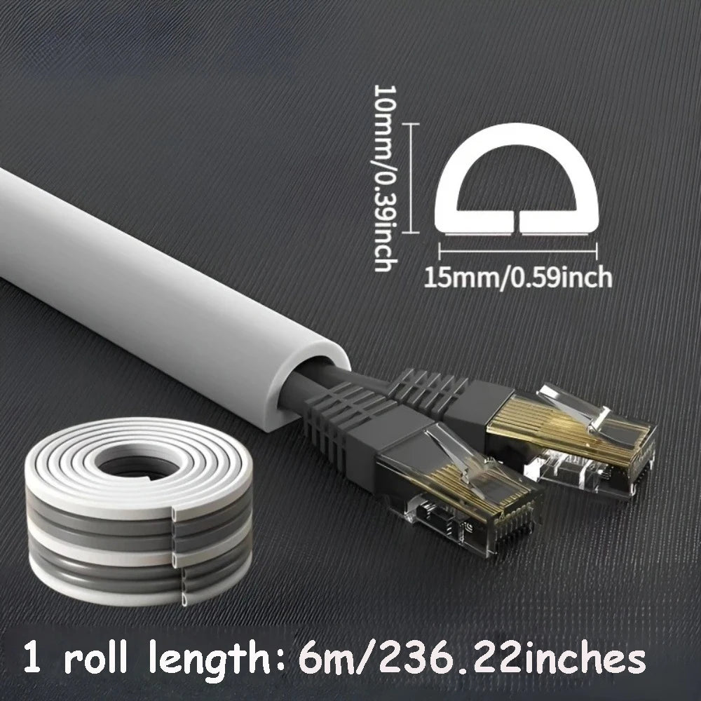 1 Rolle langer, selbstklebender Kabelschutz, Kabelabdeckung für Kabel an Wänden, Böden, aus PVC-Material, einfache Installation