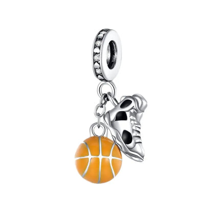 Kürbishaus-Perlen und Kuchen-Donut-Herzform aus 925er-Sterlingsilber, dreifach baumelnder Charm, passend für Armbänder, goldene orangefarbene Anhänger-Geschenke