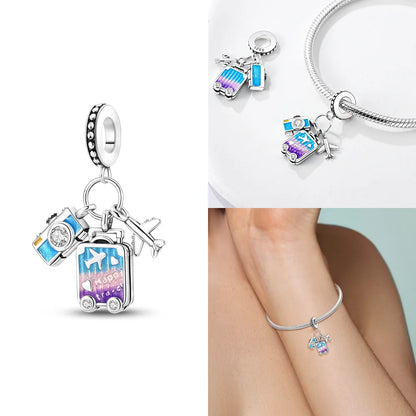 Neue Charms-Perle aus 925er-Sterlingsilber, rosa Schmetterling, leuchtende Glühwürmchen, baumelnd, passend für Armreifen, Halskette, DIY-Schmuck, Frauen-Geschenk