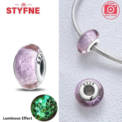 Echtes Sterlingsilber 925, Blumen-Charms, Glas, neue Original-Perle, bunt, Murano, passend für Original-Armbänder, DIY für Frauen, Schmuck, Geschenke