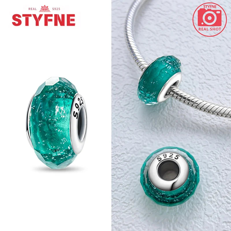 Echtes Sterlingsilber 925, Blumen-Charms, Glas, neue Original-Perle, bunt, Murano, passend für Original-Armbänder, DIY für Frauen, Schmuck, Geschenke