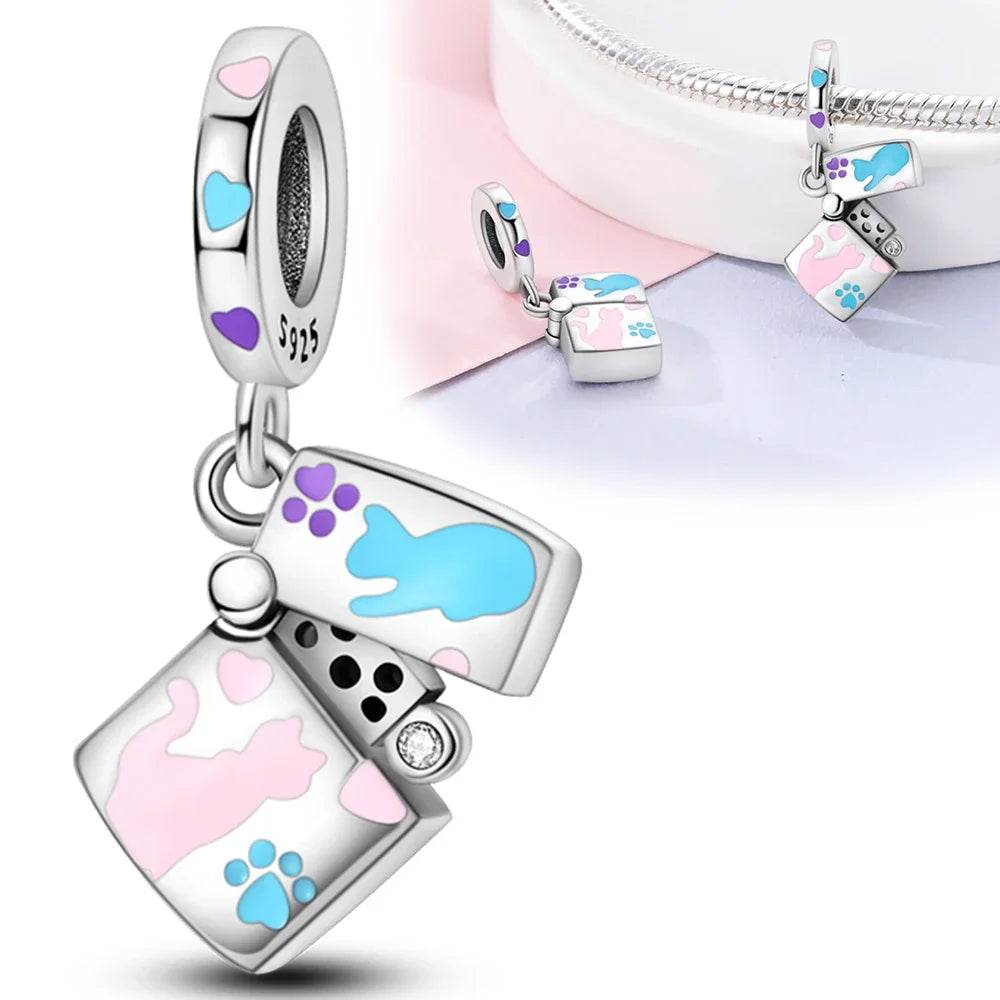 925er Sterlingsilber, schwarze Kamera-Gitarren-Charm-Anhänger, Perlen, passend für Charms aus 925er-Silber, Original-Armband für Damenschmuck