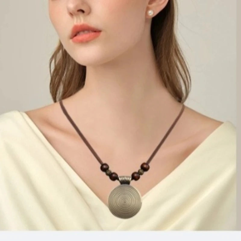 Fingerabdruck Rund Pullover Kette Legierung Böhmischen Männer Frauen Persönlichkeit Anhänger Lange Halsketten Handgemachten Schmuck