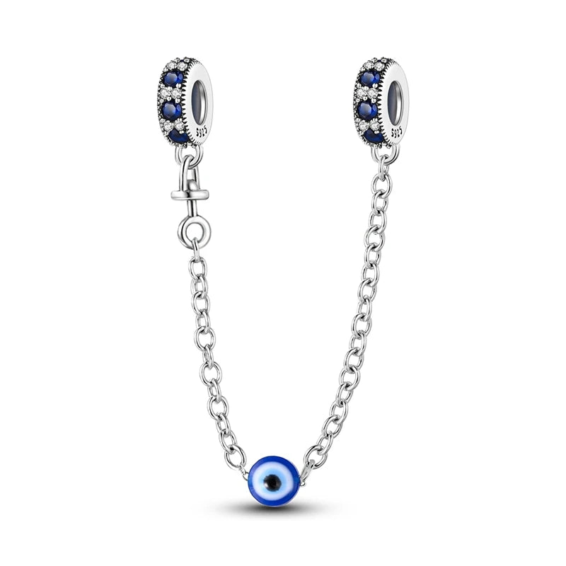 Teufelsaugen-Charm aus 925er Silber, Original-Hand der Fatima, blauer Zirkon, Kreuz, blaue Augen, passend für Armbänder, DIY-Herstellung von Schmuck, Geschenk