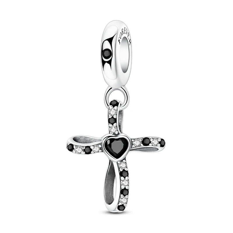 Klassische Kronen-Schädelperlen aus 925er-Sterlingsilber und Rosenpistolen-Anhänger, passend für Armbänder, exquisite Halsketten, Schmuck, Geschenke