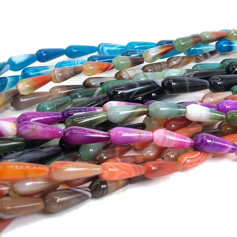 6x16mm/10X30mm Achat Wassertropfen Stein Perlen Natürliche Quarz Achate Lose Perlen für Schmuck Machen DIY Armband 15 ”