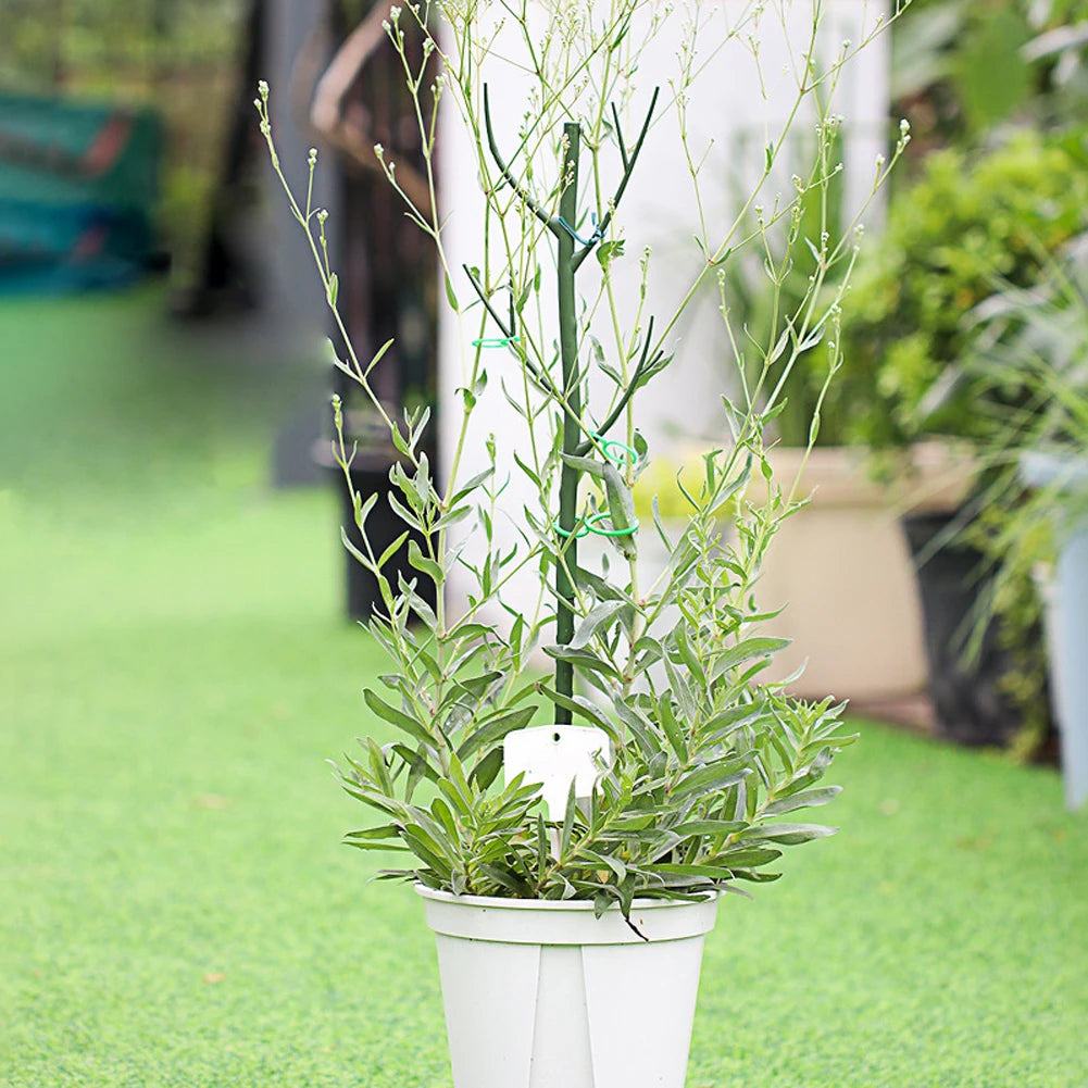5-teiliges stapelbares Gartenpflanzen-Set mit 25 Kabelbindern, grüne Kunststoffunterstützung für Pflanzen im Innen- und Außenbereich, 70 cm