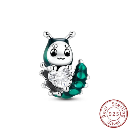 Frühling Charms Perlen Anhänger 925 Sterling Silber Blume Schmetterling Libelle Pilz Charms Fit Armband Frau Mann DIY Schmuck