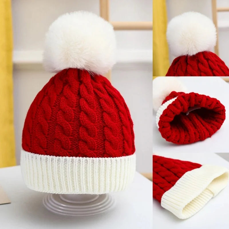 Weihnachten Weihnachten Santa Neujahr Hut Outdoor Winter Warme Häkeln Stricken Mützen Schädeldecke Pompom Kappe Motorhaube Party Geschenke Für Erwachsene Kinder