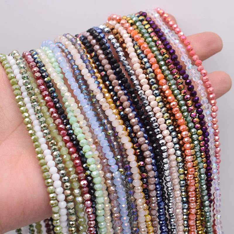 4 mm Farbschema, 6 Stränge/Beutel, Rondelle-Kristallglasperlen, facettierte lose Distanzperlen für Schmuckherstellung, Schmuck, DIY-Halskette