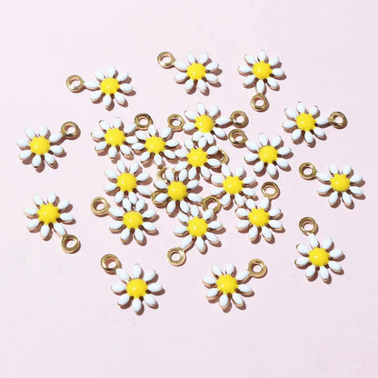 20 Stück 10x7mm kleine Blumen-Charms Anhänger Emaille Edelstahl DIY Schmuck Herstellung Zubehör-Erkenntnisse für Halsketten Ohrringe