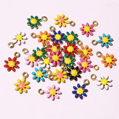20 Stück 10x7mm kleine Blumen-Charms Anhänger Emaille Edelstahl DIY Schmuck Herstellung Zubehör-Erkenntnisse für Halsketten Ohrringe