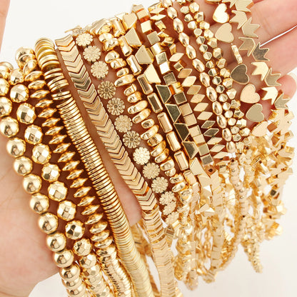 Natürliche 14k vergoldete Hämatitperlen unregelmäßige runde Herzwürfel Rondelle Spacer Perlen für Schmuckherstellung Diy Armband Halskette