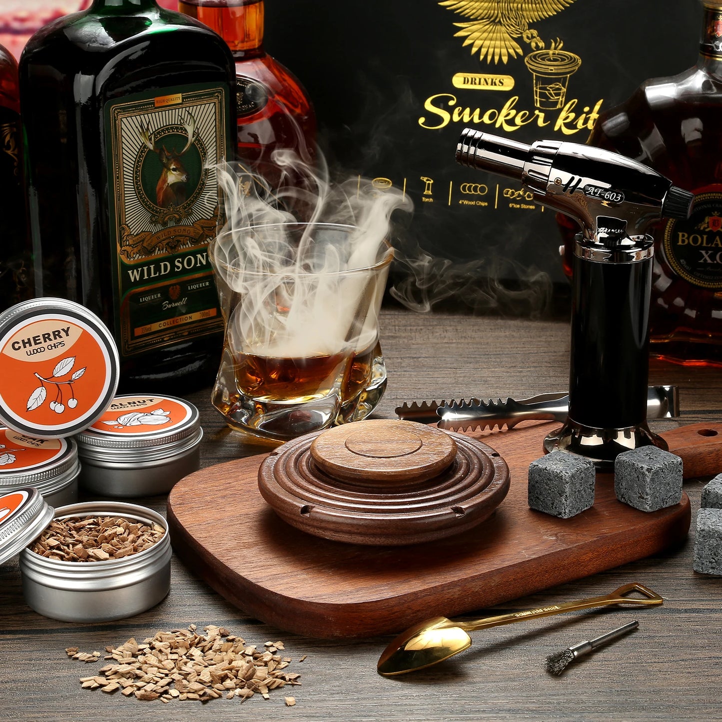 Cocktail-Räucher-Set, Rauch-Set, altmodisches Whiskey-Räucher-Getränk-Set, Cocktail-Zubehör für Whisky, Getränk