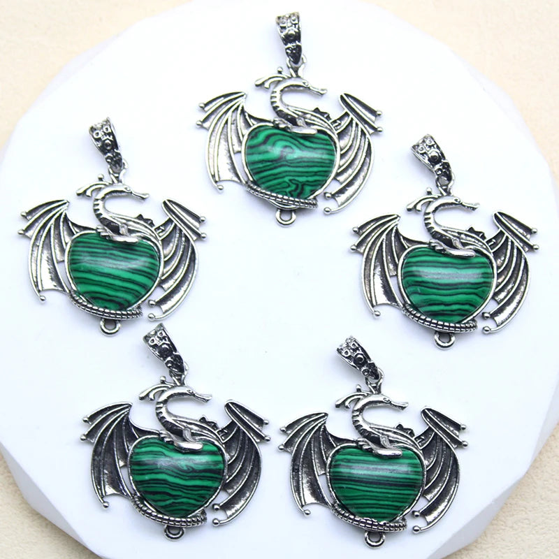 10 Stück bunte Drachen Naturstein Amethyst Quarz Kristall Herz Perle Anhänger für DIY Schmuck Halskette Anhänger Frauen Geschenke