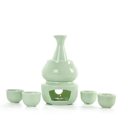 Keramik Sake Set Tassen mit wärmer halten Sake Lagerung Geschenk box, traditionelle Porzellan Keramik heißes Saki Getränk