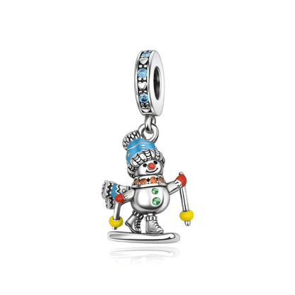 Heißer Verkauf 925er Sterlingsilber Schlitten- und Schneemann-Perlen und Kürbiskopf-Anhänger, passend für Armbänder, Weihnachts- und Halloween-Geschenke