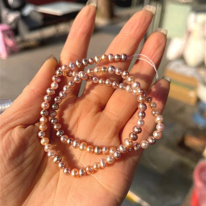 4-5mm 4A Natürliche Süßwasser Lila Runde Perlen Feines Geschenk Damen Premium Perlen Schmuck Machen DIY Halskette armband Zubehör