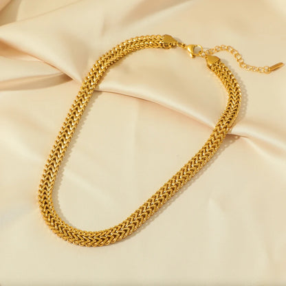 GANEMLY 316L Edelstahl Gold Farbe Gewebte Kette Halskette Für Frauen Mode Hals Kette Kragen Wasserdicht Schmuck Geschenk