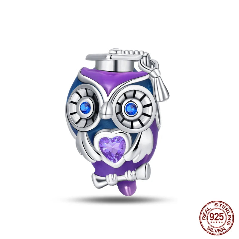 Passend für Qikaola 925 Original-Armbänder, blauer Zirkon, Eule, leuchtende Meeresschildkröte, Oktopus, 925er Silber, Charms, Perlen, DIY, Geburtstag, Schmuck, Geschenk