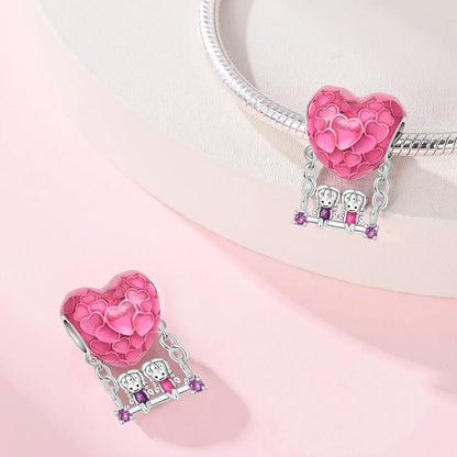 Silber S925 Schwestern Serie Rosa Herz Charme Für Immer Liebe Perlen Fit Original Armband Diy Edlen Schmuck Geschenke für Frauen