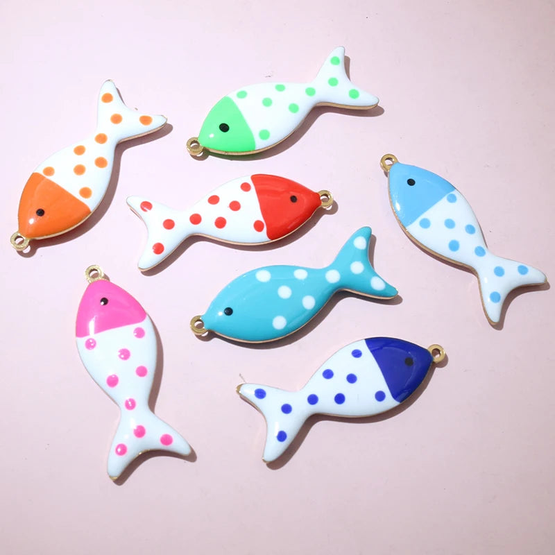 10 Stück Edelstahl Emaille Fisch Charms Anhänger 31x12mm DIY Schmuck Making Zubehör Erkenntnisse für Halsketten Ohrringe Armbänder