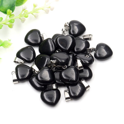 12 Stück Naturstein Quarz Rosenkristall Türkis Opal Herz Anhänger 16mm DIY Schmuckherstellung Halskette Zubehör Charms Handwerk