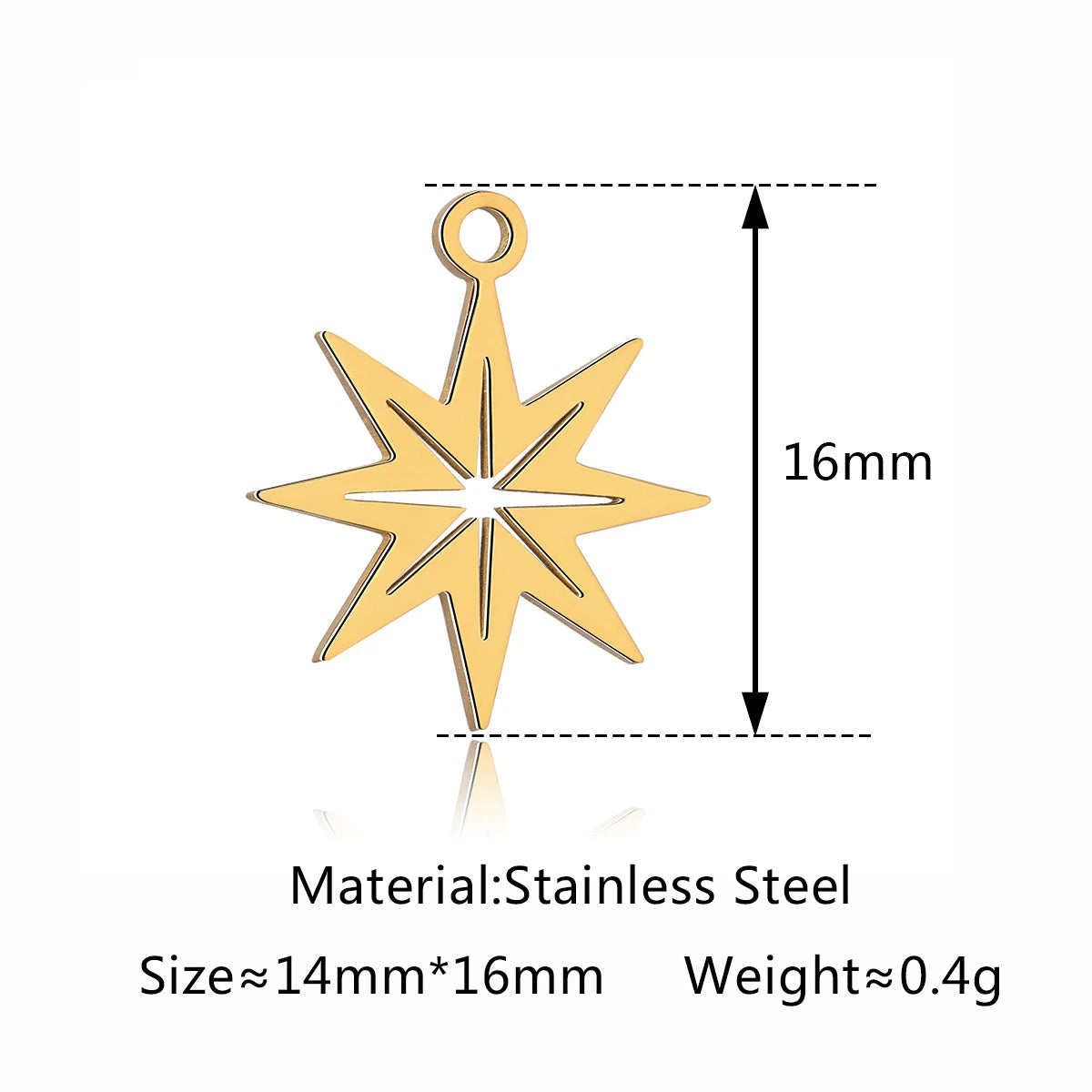 5Pcs Hohl Stern/Mond/Sonne Doppel Loch Charme Edelstahl Halskette Armband Anhänger DIY Link Stecker Schmuck machen Liefert