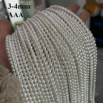 3-4mm AAA Natürliche Süßwasser Weiße Perle Reis Form Perle Weihnachten Geschenk für Frauen Schmuck Machen DIY Halskette armband Zubehör