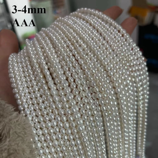 3-4mm AAA Natürliche Süßwasser Weiße Perle Reis Form Perle Weihnachten Geschenk für Frauen Schmuck Machen DIY Halskette armband Zubehör
