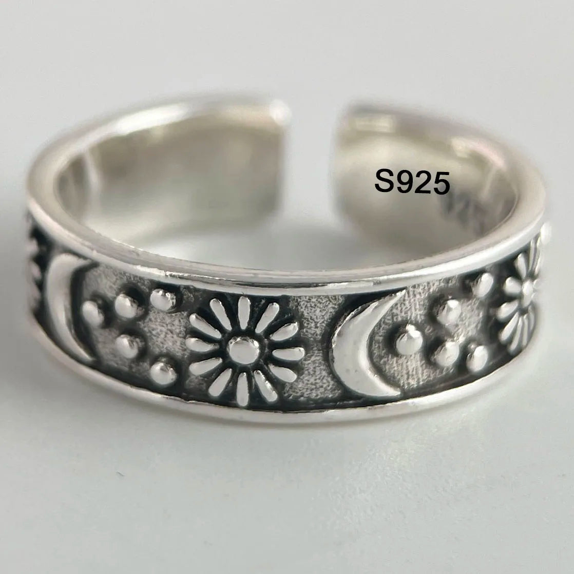 Ringe aus 925er-Sterlingsilber für Damen, Paare, minimalistisch, handgefertigt, schlicht, Retro-Blumen-Herz-Ring, edler Schmuck, Geschenk, verhindert Allergien