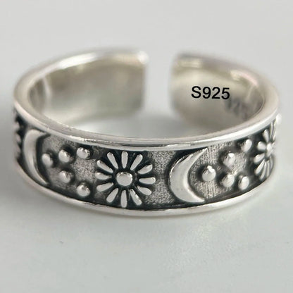 Ringe aus 925er-Sterlingsilber für Damen, Paare, minimalistisch, handgefertigt, schlicht, Retro-Blumen-Herz-Ring, edler Schmuck, Geschenk, verhindert Allergien