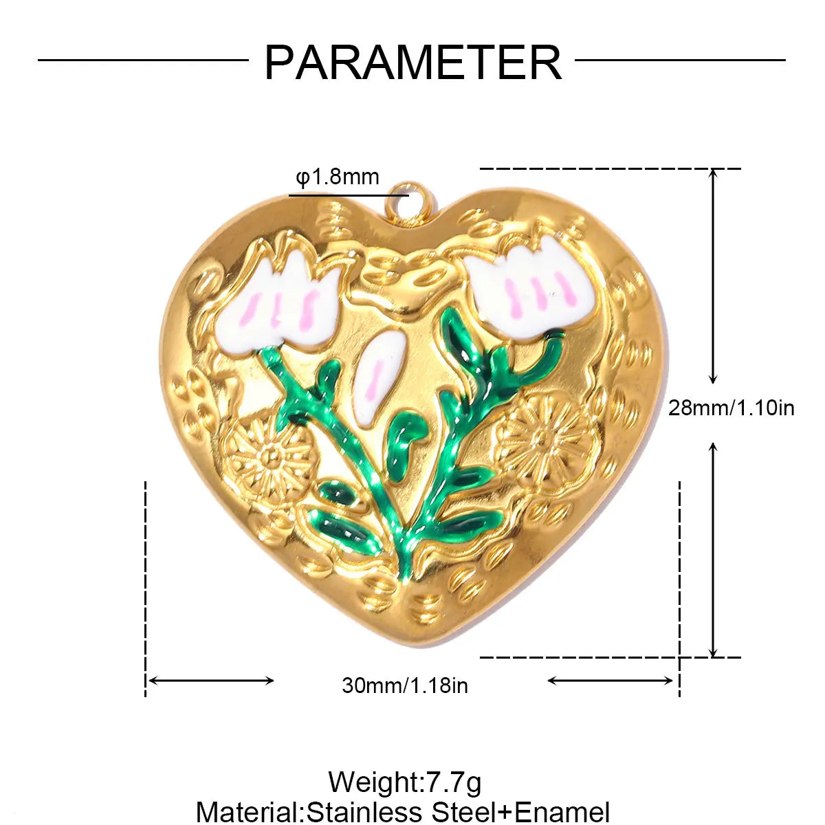 3 Stück/Set Modische Edelstahl Rosen-Blumen DIY Ohrring-Anhänger Herzförmige Halsketten-Anhänger Damen Böser-Blick-Schmuck Großhandel